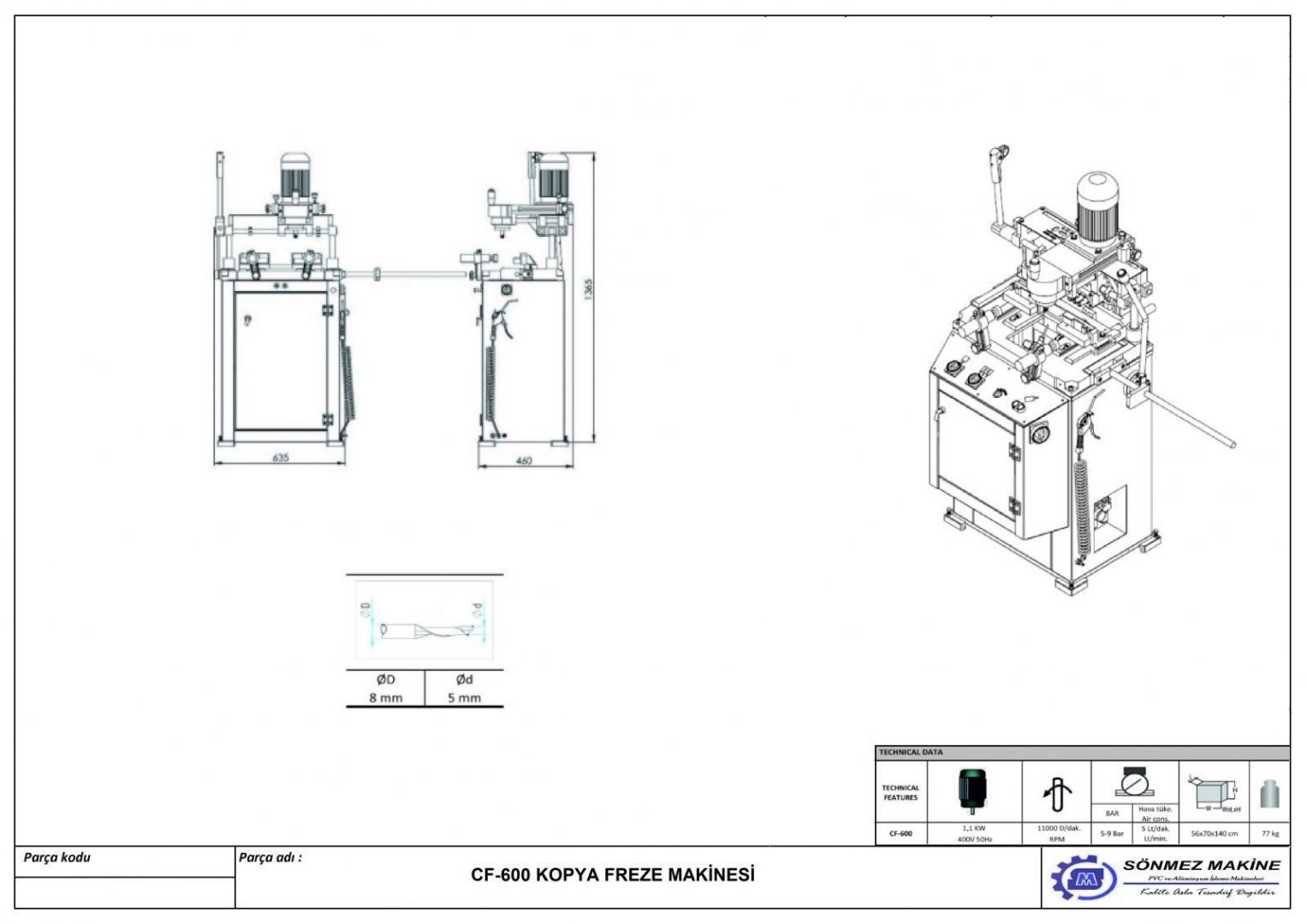 Kopya Freze Makinesi CF600-AL CF600-AL